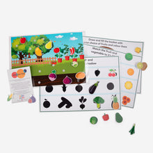 Load image into Gallery viewer, activity charts, garden chart, instructions, fruits and vegetables cut out with velcro